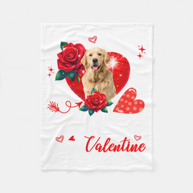 Cobertor De Velo My Golden Retriever Is My Valentine Owner Floral H (Frente)