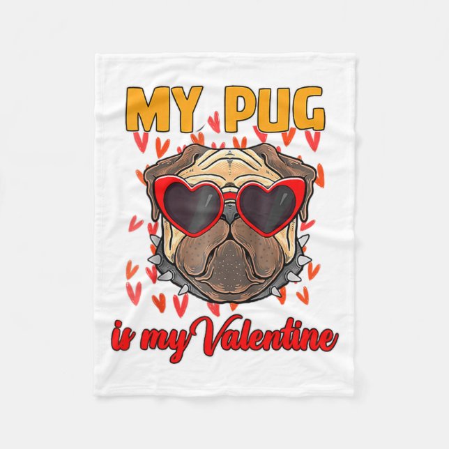 Cobertor De Velo My Pug In My Valentine Cute Valentineu2019s Day Pe (Frente)