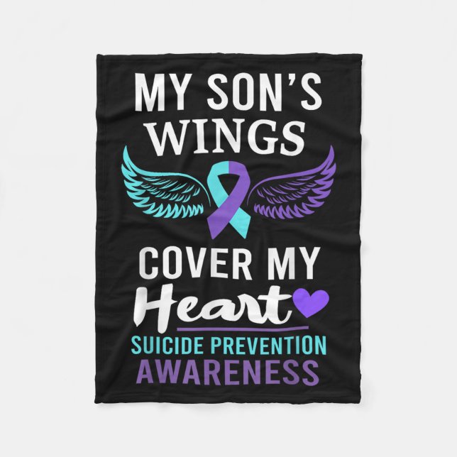 Cobertor De Velo My Son's Wings Cover Heart Suicide Awareness Ribbo (Frente)