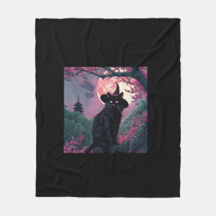 Cobertor De Velo Mystical Sakura Black Cat Witat Hat para o Dia das