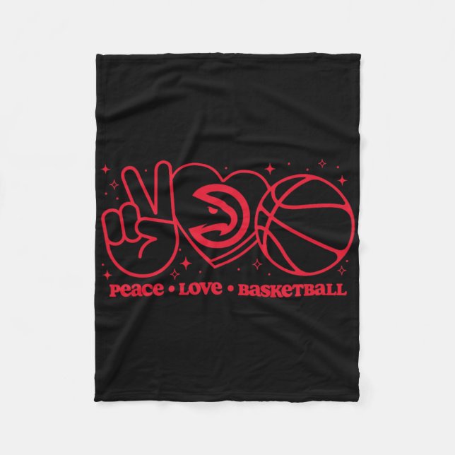 Cobertor De Velo N Atlanta Hawks Peace Love Sketll  (Frente)