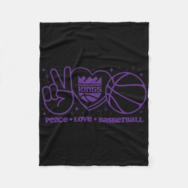 Cobertor De Velo N Sacramento Kings Peace Love Sketll  (Frente)