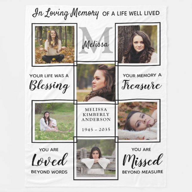 Cobertor De Velo Na Memória Memorial Keepsasaame Colagem de Fotos (Frente)