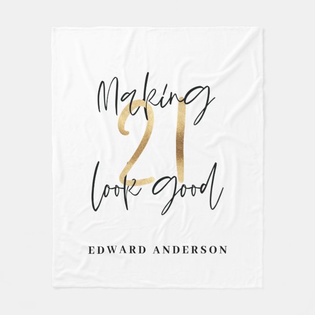 Cobertor De Velo na moda aniversário de 21 anos moderna preto e our (Frente)