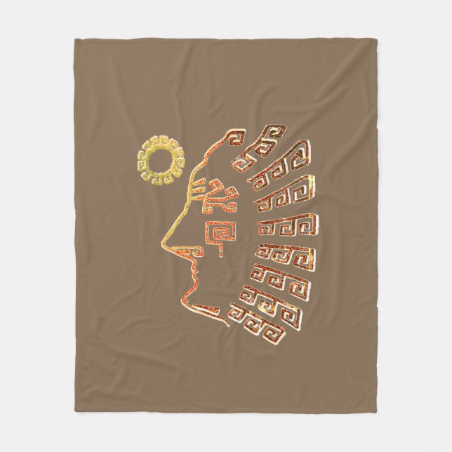 Cobertor De Velo Na moda Machu Picchu desenhando em Beige Brown (Frente)
