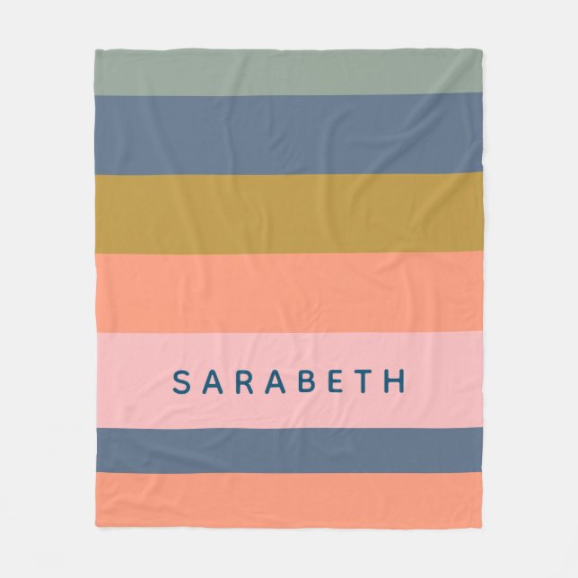 Cobertor De Velo Na moda Modern Strips Bonito Tons da Terra Persona (Frente)