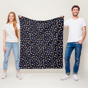 Cobertor De Velo Na moda Royal Blue and Gold Foil Leopard Spots