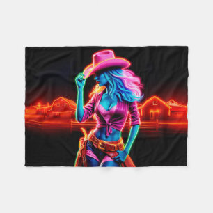 Cobertor De Velo Na moda vibrante cowgirl com iluminação retroativa