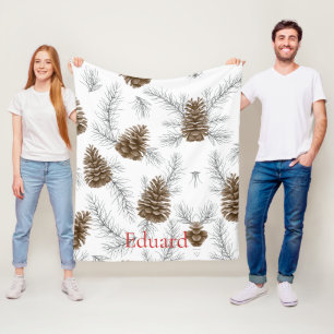 Cobertor De Velo Na moda Winter Holiday Pinecone Monograma