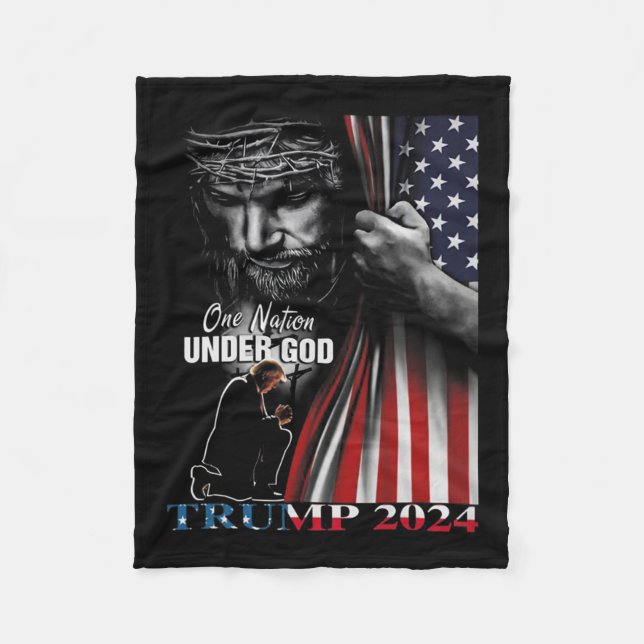 Cobertor De Velo Nação Sob Deus Trump 2024 Bandeira de Deus America (Frente)