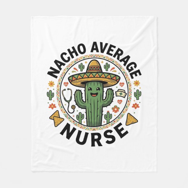 Cobertor De Velo Nacho Average Nurse Cactus Fiesta Camisa Design_1 (Frente)