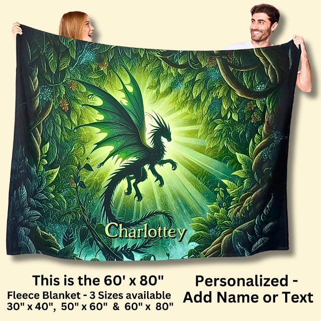 Cobertor De Velo Name, Fantasy Dragon Flying in Green Light Rays (Criador carregado)