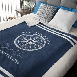 Cobertor De Velo Name of your Boat Nautical Navy blue