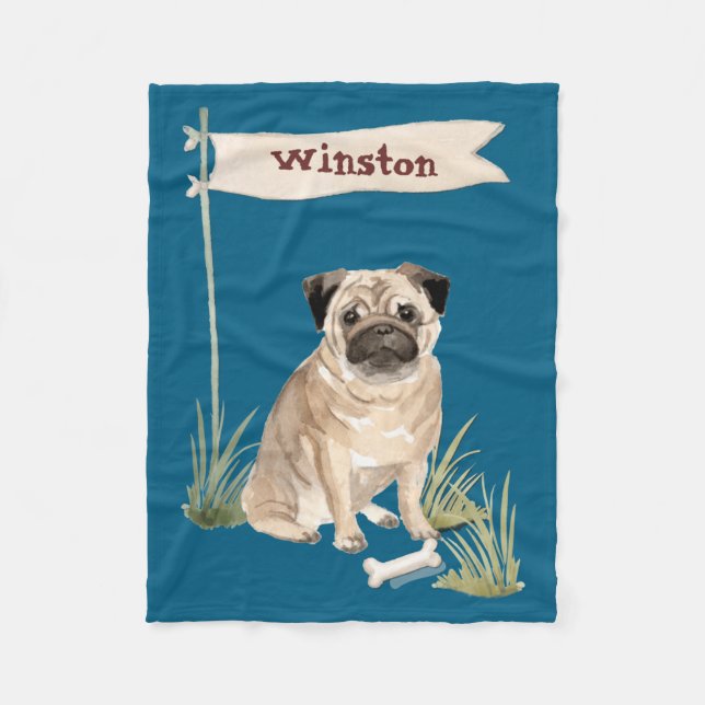Cobertor De Velo Name Pug Pet Dog  (Frente)