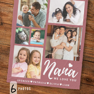 Cobertor De Velo Nana Nós Amamos Você Coração Netos 6 Colagem de Fo