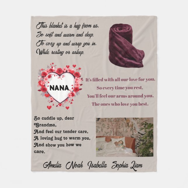 Cobertor De Velo Nana's Snuggle Poem Blanket: (Frente)