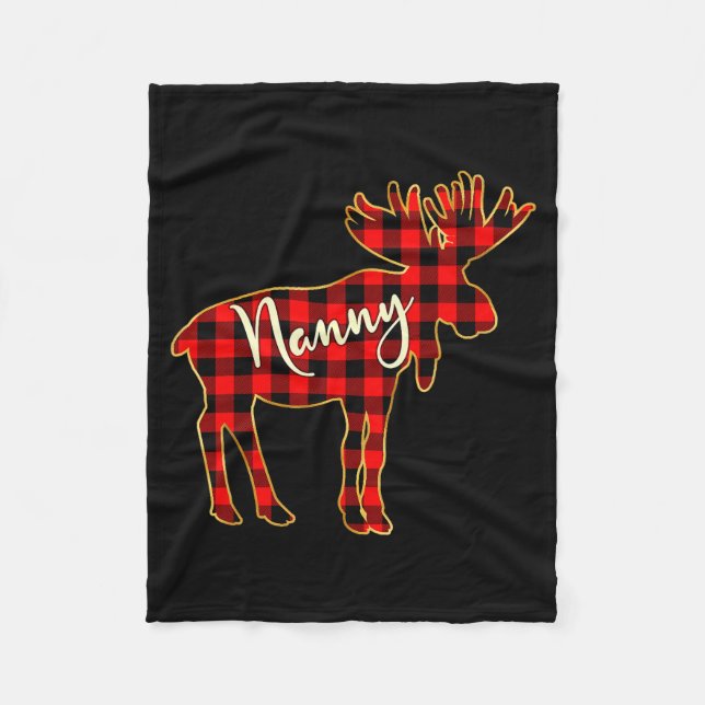 Cobertor De Velo Nanny Moose _ Buffalo Red Plaid Family Christmas  (Frente)
