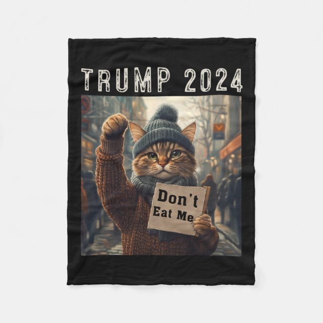 Cobertor De Velo Não me coma gatos para Trump 2024 (Frente)