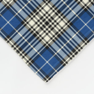 Cobertor De Velo Napier Clan Royal Blue, Black and White Tartan
