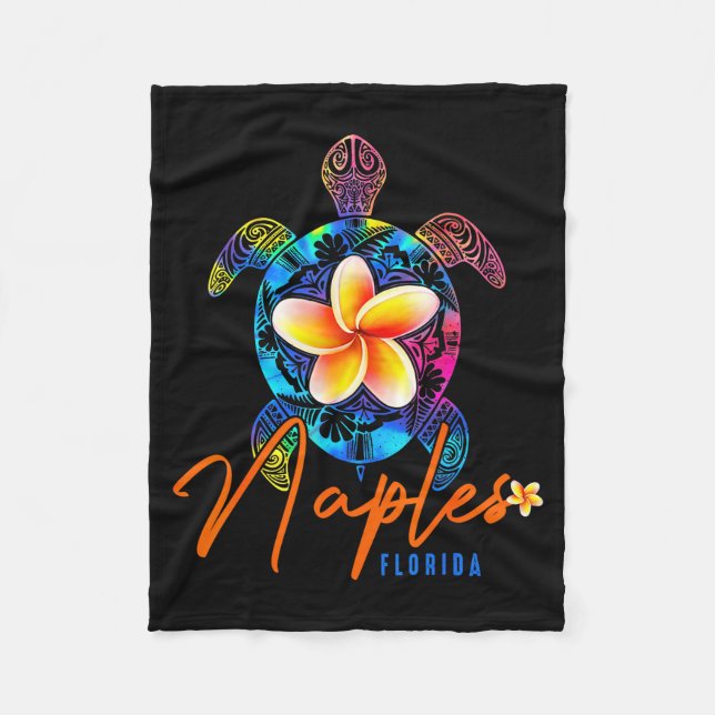 Cobertor De Velo Naples Florida Sea Turtle Tie Dye Trocal Vacation  (Frente)
