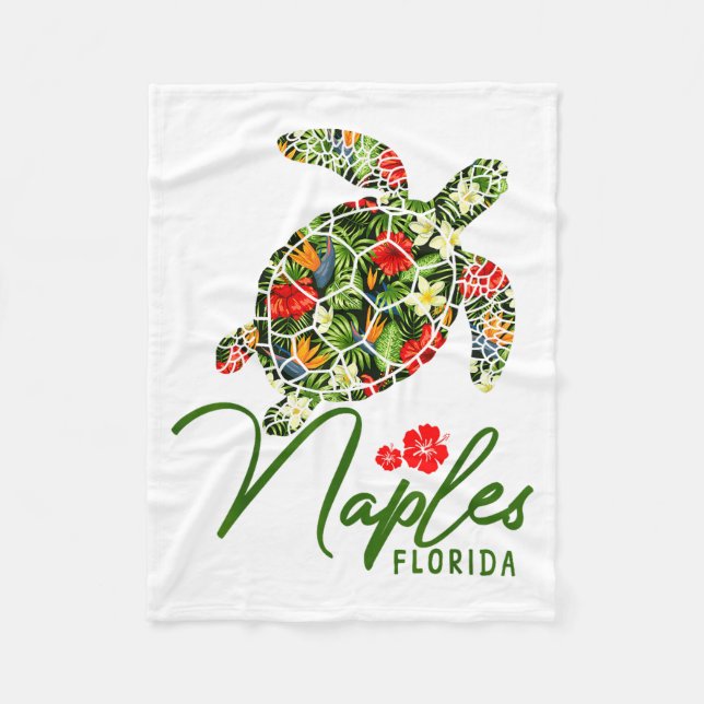 Cobertor De Velo Naples Florida Sea Turtle Tropical Hibiscus Beach  (Frente)