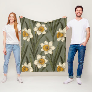 Cobertor De Velo Narciso Floral Botânico Amarelo de Primavera