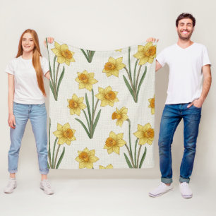 Cobertor De Velo Narciso Floral de Primavera em Amarelo Suave e Ver