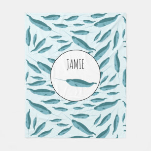 Cobertor De Velo Narwhal no Padrão do Oceano Azul