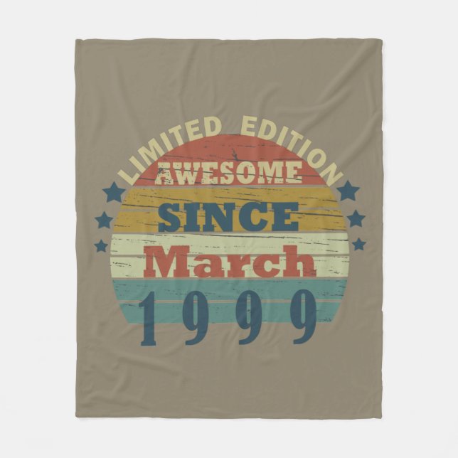 Cobertor De Velo nascer em março de 1999 Vintage aniversário (Frente)