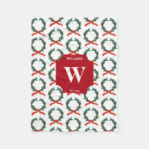 Cobertor De Velo Natais vintages Berry Wreath Holiday Monogramed