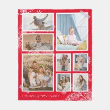 Natal 8 Foto Collage Family Fleece Blanket