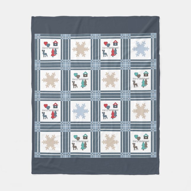 Cobertor De Velo Natal, ano novo, veado (Frente)