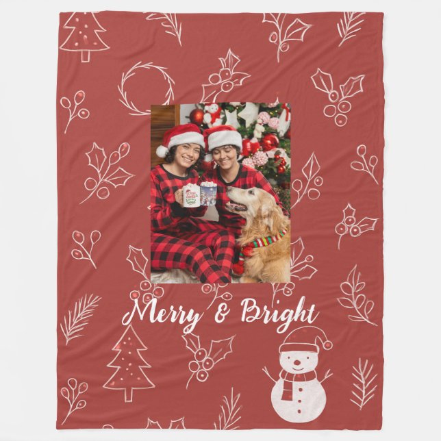 Cobertor De Velo Natal Boho Floral Alegre e Brilhante (Frente)