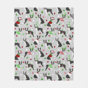 Cobertor De Velo Natal Boston Terrier Sherpa Blanket