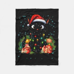Cobertor De Velo Natal Branco Preto Gatinho Fofo Chapéu de Papai No