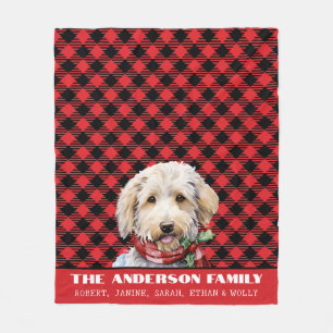 Cobertor De Velo Natal da Xadrez Buffalo da Família Labradoodle Per