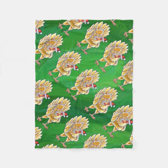 Cobertor De Velo Natal De Frango Em Verde (Frente)