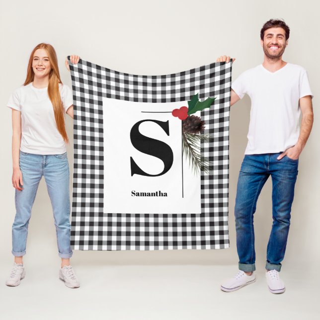 Cobertor De Velo Natal de Xadrez de Monograma (In Situ)