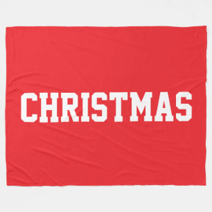 Cobertor De Velo NATAL Diversão Atlética Texto Branco em Vermelho V