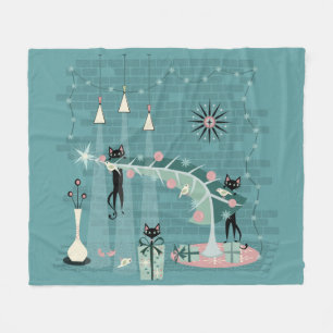 Cobertor De Velo Natal do Gatinho Retro