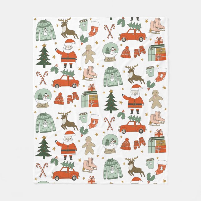 Cobertor De Velo Natal Doodes feriado bonitinho Fleece Blanket (Frente)