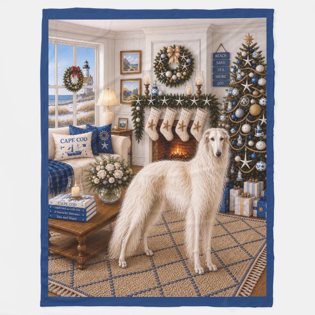 Cobertor De Velo Natal em Cape Cod ,Borzoi  (Frente)