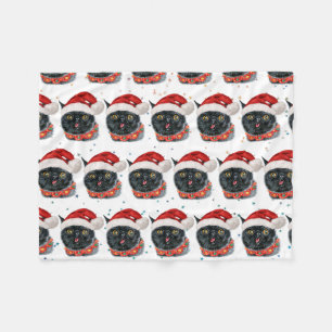 Cobertor De Velo Natal engraçado Gato Preto Aquarela