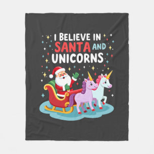 Cobertor De Velo Natal Eu Acredito No Papai Noel E Unicórnios Diver