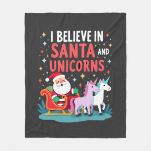 Cobertor De Velo Natal Eu Acredito No Papai Noel E Unicórnios Diver