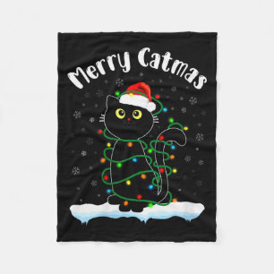 Cobertor De Velo Natal Feliz da Mulher Gato Vestindo Chapéu de Papa