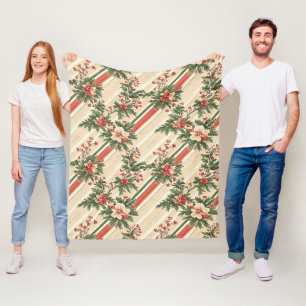 Cobertor De Velo Natal Floral em Vermelho e Verde Diagonal Cottage