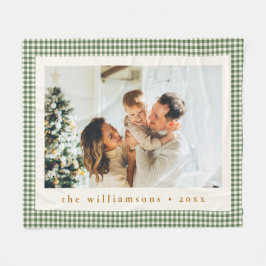 Cobertor De Velo Natal Foto Personalizada Xadrez Ginga Verde Fofo