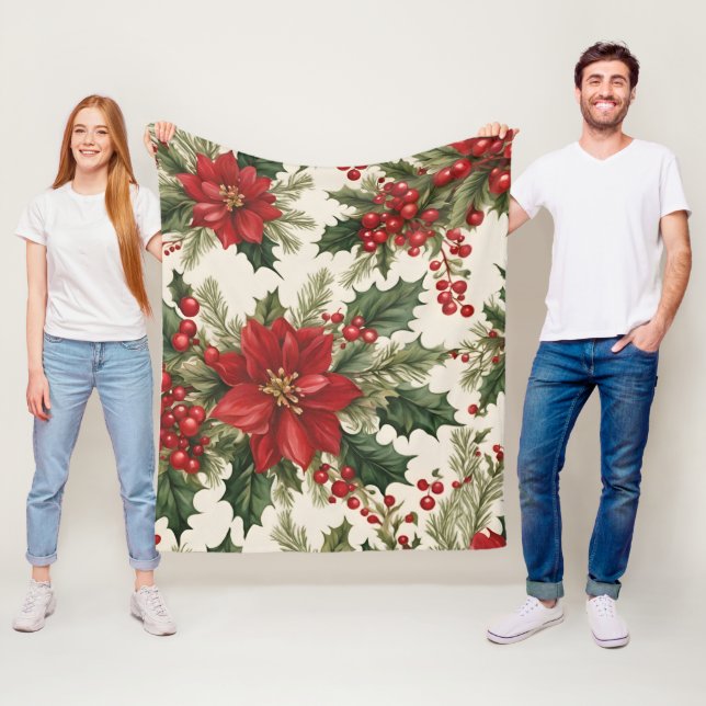 Cobertor De Velo Natal Holly & Berries Fleece Blanket (In Situ)