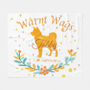 Cobertor De Velo Natal Laranja Pastel Personalizado - Shiba Inu